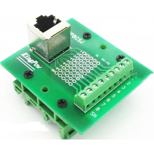 2pcs rj45 RJ45 Vertical Ethernet LAN Breakout PCB Board interface Terminal port C45 DIN Rail Mounting Connector