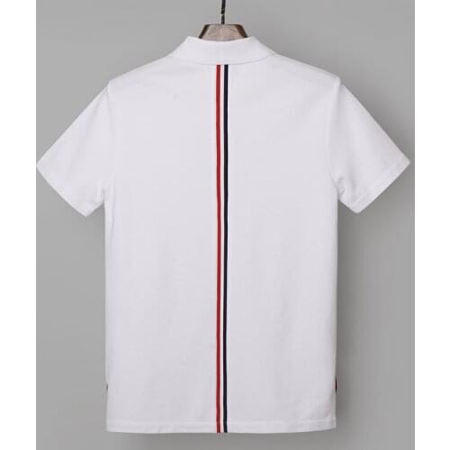 2020 mens short sleeve with Tri-color webbing on back summer causal polo shirts men cotton panelled male