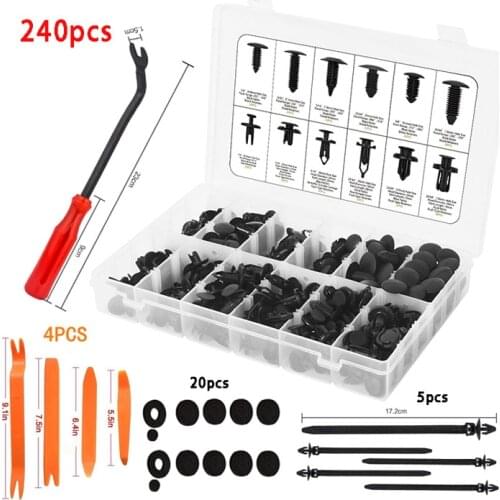 240pcs Mixed Auto Fastener Clip Car Body Push Retainer Pin Rivet Bumper Door Trim Panel Retainer Fastener Kit Car Accessories