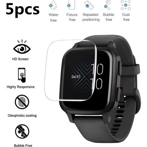 5pcs Unthin Anti-scratch Tpu Film For Garmin Venu Sq Venusq Smart Watch Soft Clear Full Screen Protector Film Not Glass