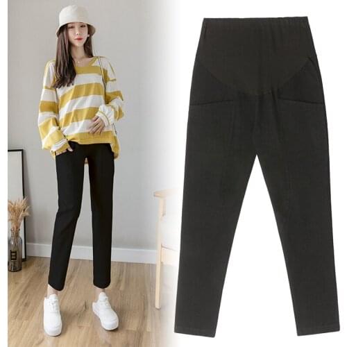569# Maternity Pants Spring Autumn Adjustable Elastic Waist Belly Support Pants Maternity Harem Trousers