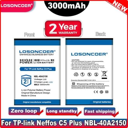 LOSONCOER NBL-40A2150 3000mAh Battery For TP-link Neffos C5 Plus TP7031A TP7031C Battery