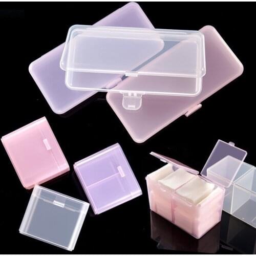Rectangle Nail Art Storage Box Tweezers Cuticle Pusher Brushes Cleaning Cotton Pads Plastic Empty Case Manicure Container Tools