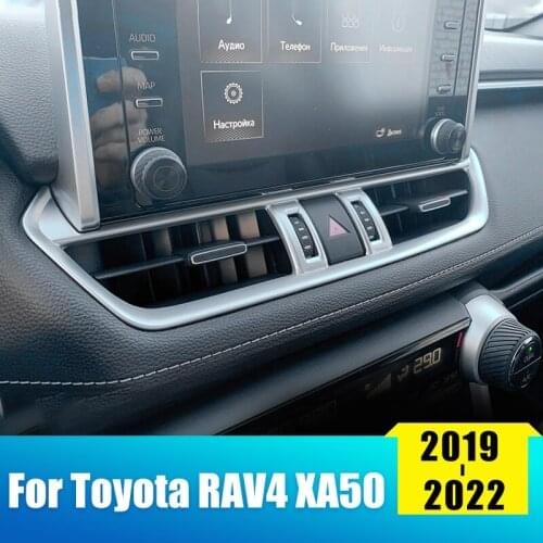 For Toyota RAV4 2019 2020 2021 RAV 4 XA50 Accessories Carbon Fiber Car Central Control Air Conditioning Vent Outlet Trim Cover