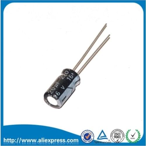 50PCS 16V 220UF Aluminum Electrolytic Capacitor 16 V / 220 UF Size 6*11MM Electrolytic Capacitor