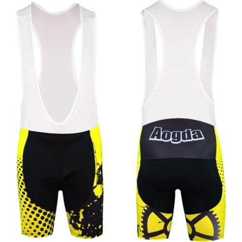 Aogda Yellow Bib Shorts Cycling 3D Coolmax Gel Padded Bicycle Bike Cycling Bib Shorts for Men ciclismo bicicleta S-3XL