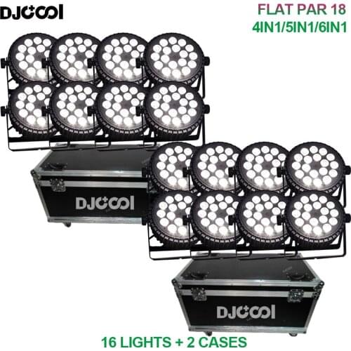 Free Duty Roadcase 16x Light par led flat RGBWAUV 6in1 18x18w Stage Par Light DMX 18x12w RGBW 4in1 Disco Light Par RGBWA 5in1
