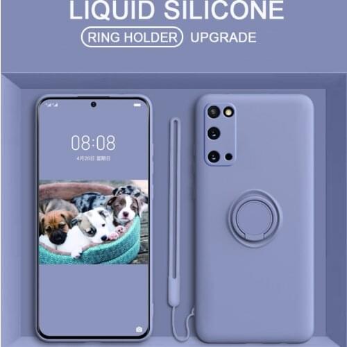 Liquid Silicone Ring Holder Strap Case For Samsung Galaxy A52 A72 A32 5G A51 A71 A50 A70 S10 E S20 S21 FE Plus Ultra Cover Coque