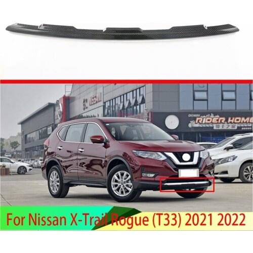 For Nissan X-Trail Rogue (T33) 2021 2022 Carbon Fiber Style Plated Before The Bar Bumper Cover Shield Trim Molding Lower Grille