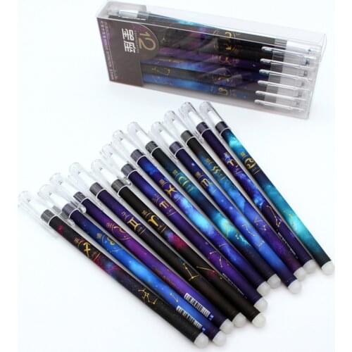 12pcs Constellation Erasable Gel Pen 0.5mm Blue Ink Pen Student Stationery