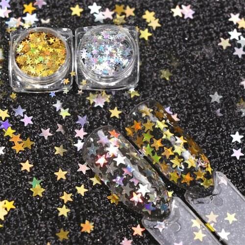 Holographic Laser Nail Glitter Powder Star Sequins Nails polish Gel Paillette Nail Art Accesorios Decorations Manicure Tool