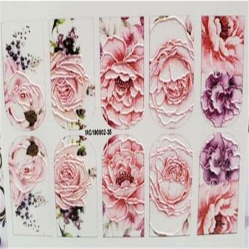 2021 Hot Selling 6D diy Hand Made Water Slide Nail Stickers Engraved Acrylic Flowers Nail Decals Nail Art Nail Manicure Girls