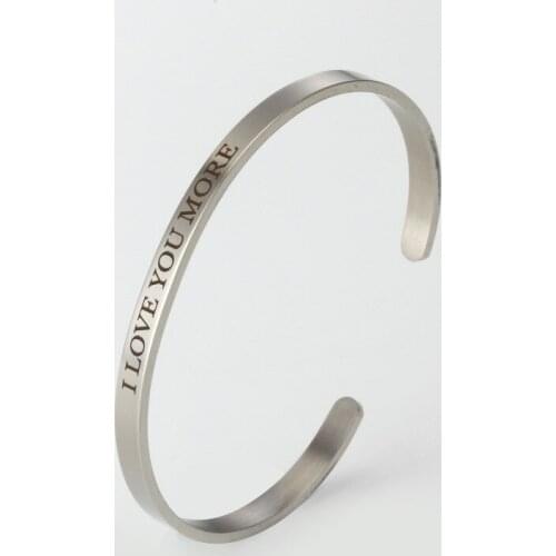 Sell Well DIY Lettering Bracelet I LOVE YOU MORE Fashion Stainless Steel Simple Bracelet Jewelry 4MM
