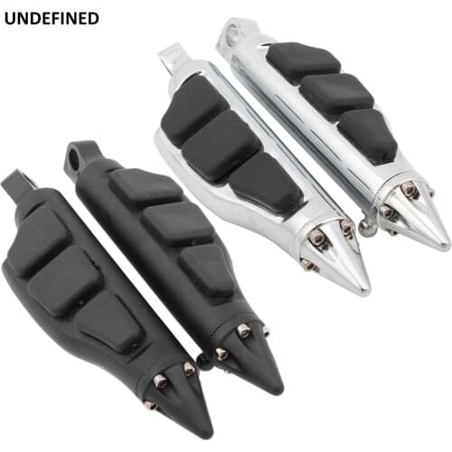 Chrome Motorcycle Rear Foot Pegs Stiletto Footrests Pedals for Harley Touring Street Glide Electra Dyna Sportster XL 1200 883