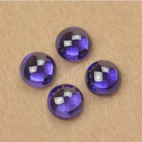 Sale 3~14mm Good Quality Violet Blue Round Flat Back Cabochon Cubic Zirconia Synthetic Gems Loose Zircon CZ Stone For Jewelry