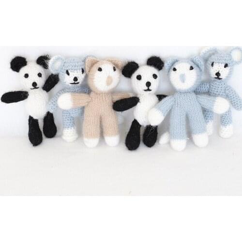 Panda doll Photo Prop Newborn props toys Handmade knit mohair cat toys prop