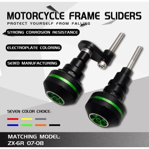 Motorcycle Black&Carbon No Cut Frame Sliders Crash Falling Protection For Ninja ZX6R ZX-6R ZX 6R ZX636 2007 2008 07 08