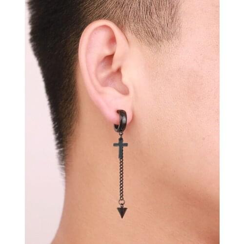 Men Clip on Earrings Hiphop Punk Hypoallergenic Titanium Steel Earrings Ear Clip Earrings without piercing Mens Accessories