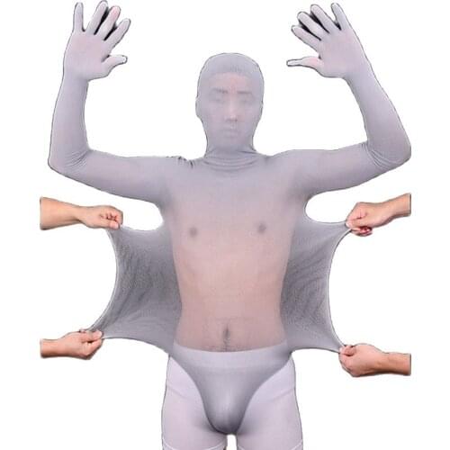 Mens 80D Seamless Five Fingers Long Sleeve Bodysuit Zentai Tights DIY Any Cut Adult Appeal Clothing One-Piece Swimsuit Leotard