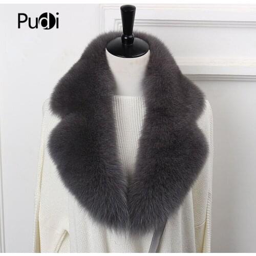 Pudi SF874 Men Real Fox Fur Scarf New Long Natural Genuine Fox Fur Scarves Shawl Rings