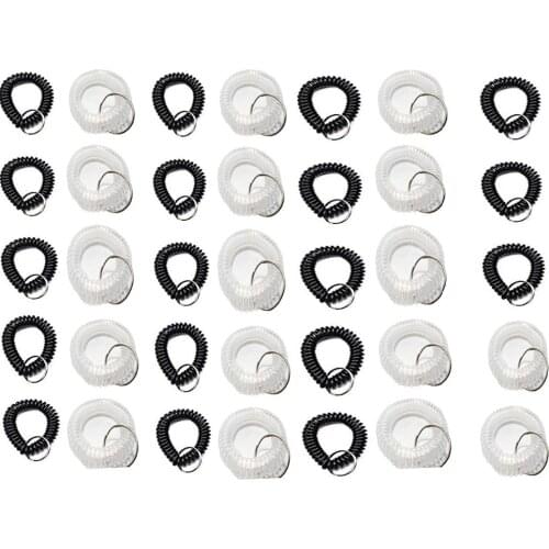 Pack of 35 Stretchable Plastic Bracelet Wrist Coil Wrist band Key Ring Chain Holder Tag