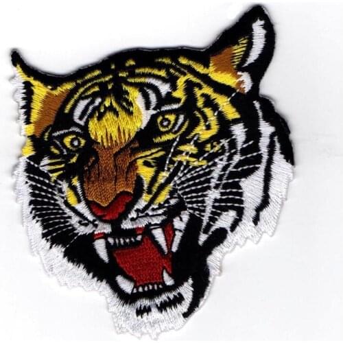 Tiger Patch/High Quality Embroidery Patches for Clothes Made of Twill with Heat Cut Border and PVC back MOQ 50pcs free shipping