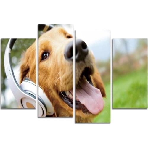 Headset Dog Wall Pictures For Living Room Hd Printed Modern Canvas Arts Painting Home Decor Animal Posters And Prints Unframed