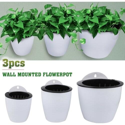 3Pcs Wall-mounted Automatic Water Absorption Lazy Flower Pot Water Culture Hydroponics Plant Bonsai Storage Holder Basket