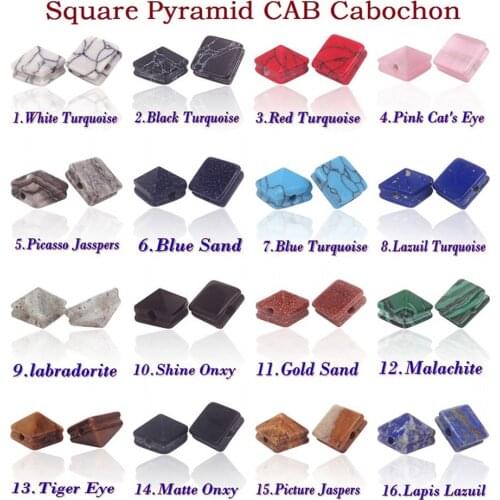 Natural Square Stone Sodalite/Lapis Lazuli/Onyx/Gold Sand/Tiger Eye Pyramid CAB Cabochon Bead DIY Bracelet Jewelry Accessories