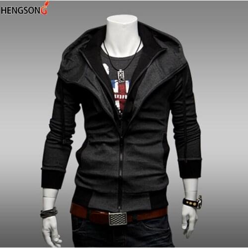 Autumn Mens Jacket Sweatshirts Man Jacket Streetwear Slim Casual Hooded Coat Casual Men Hoodies Zipper Color Block Hooded