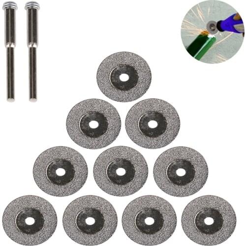 10PCS 20mm Diamond Coated Saw Blade Grinding Rotary Cutting Cut Off Blade Wheels Disc Kits For Cutting Glass Stone Wood Plastic