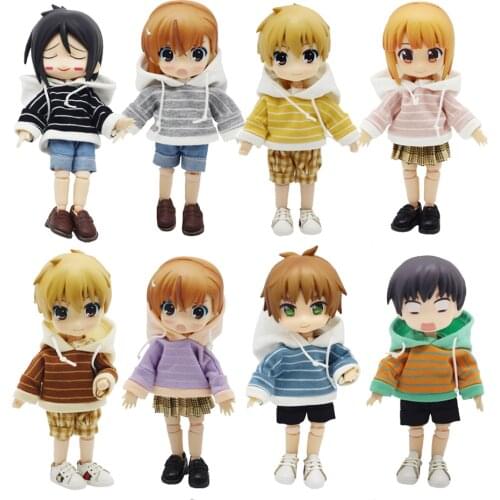 Long Sleeve stripe T-shirt For 1/12 BJD,ob11,YMY,GSC Baby Doll Hooded Casual Clothes Toy