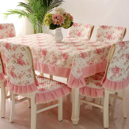 Luxury fashion Pastoral Table Cloth with Lace Cotton European style Rectangular 3 styles Dinning Tablecloths Chair Covers