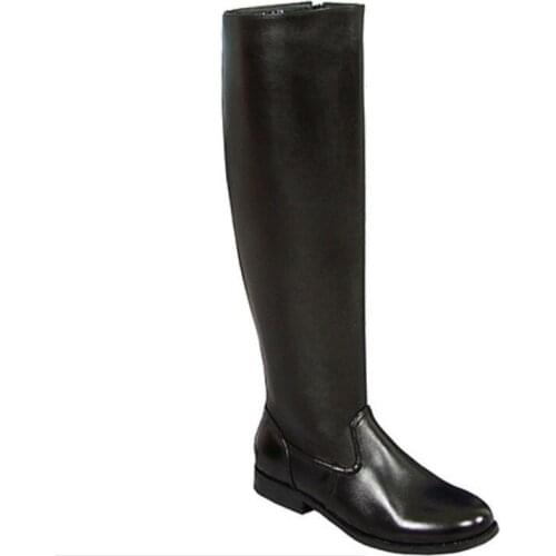 Knight Boots Men Winter Full Grain Leather Flat Heel Long Boots British Style Round Toe Warm Comfortable Fashion Long Boots