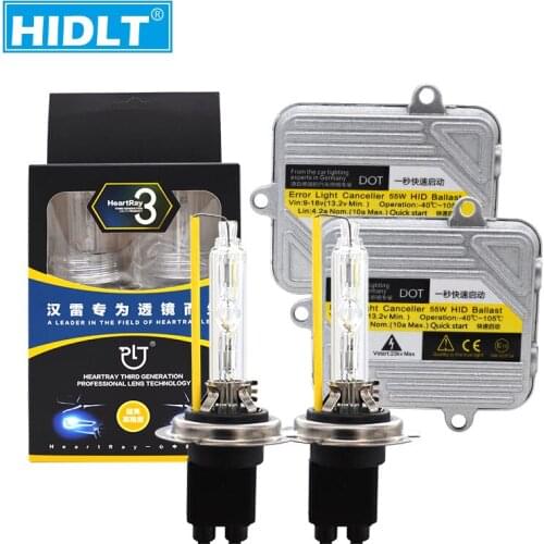 HIDLT Super Bright HeartRay HID Xenon Kit H1 H7 H11 D2H 4500K 5500K Auto Lamp Bulbs DC 12V 55W Fast Start HID Headlight Ballast