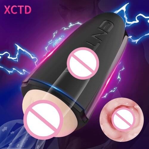 Telescopic Masturbator Cup Power Vibration Burst Sexual Enjoy Real Vagina Pocket Pussy Men Endurance Exercise Toys for Adults 18