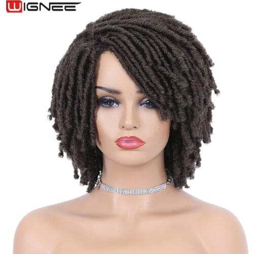 Wignee Dreadlocks Hair Wig Faux Locs Wigs For Black Women/Men Synthetic Hair Short Wig Cosplay Hair Twist High Temperature Fiber