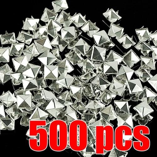 WITUSE NEW! 500PCS 10mm Pyramid Studs Rivets Spike Punk Rock Leathercraft DIY Bracelets Clothes Bags Shoes Belt DIY Spike