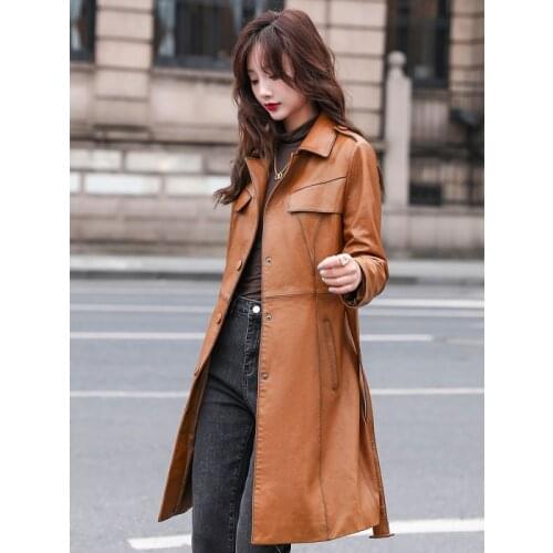 Shore Yin Haining sheepskin leather leather clothing womens mid-length 2021 spring and autumn new leather