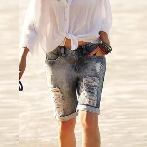 Womens high-waisted jean shorts 2021 summer plus-size five-cent pants loose streetwear wear worn out vintage skinny jeans