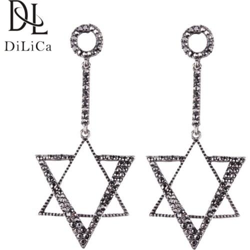 DiLiCa Vintage Drop Earrings for Women Alloy Geometric Statement Earrings Female Bohemian Earring Dangle Gold Silver Color