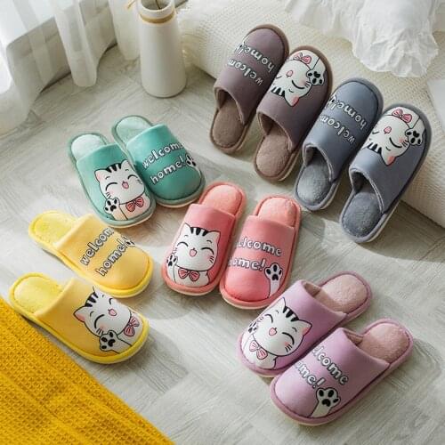 Winter New Cotton Slippers Female Cute Cartoon Warmth Soft Plush Indoor Soft-soled Non-slip Cotton Shoes For Men