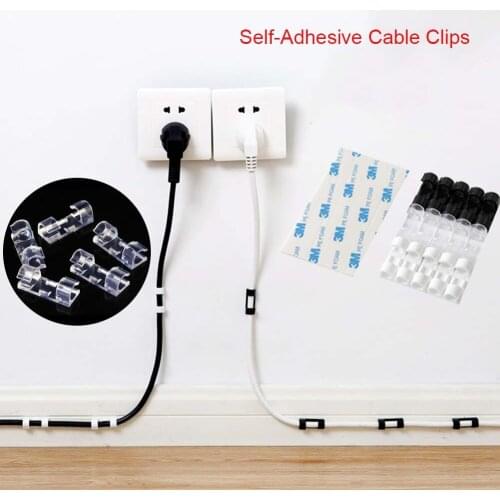 20Pcs/Box Self-Adhesive Cable Clips Organizer Drop Wire Holder Cord Management RERI889
