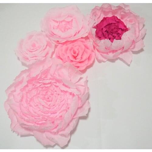 2018 Baby Pink Giant Crepe Paper Flowers Aritificial Backdrop 5PCS For Wedding & Event Deco Baby Nursery Baby Shower Fashion