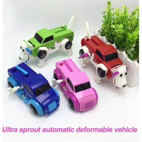 2020 cool storage energy Automatic Clockwork Vehicle Transform Car Dog Deformation Wind Up Toy Cute for children kids boy girl