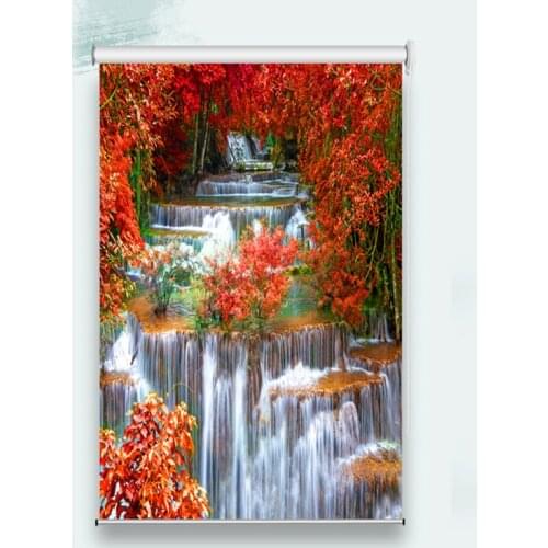 Customize 3d roller blinds waterfall running water landscape roller blind for Living room bedroom hotel window blinds curtain