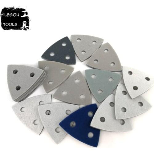5 Pieces 3 Hole 80*80*80mm Sponge Triangle Sanding Block 80mm Multi-purpose Sander Machine Flocking Sandpaper