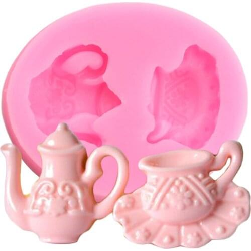Teapot Silicone Mold Cupcake Topper Fondant Molds DIY Party Cake Decorating Tools Chocolate Mould Candy Clay Moulds