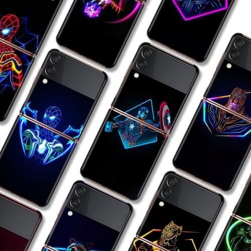 Marvel hero color Shockproof Cover for Samsung Galaxy Z Flip Flip3 5G Black Phone Case Shell Hard Fundas Coque Capa