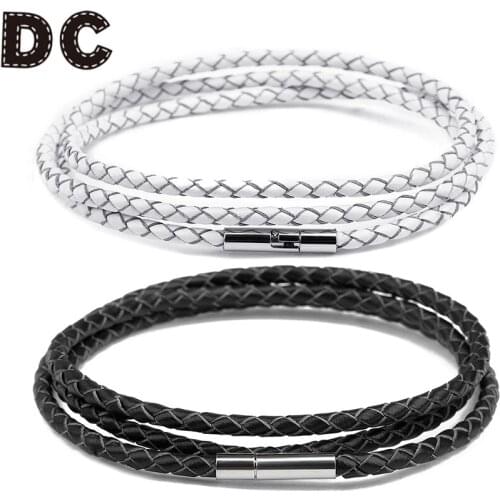 DC 5 colors Vintage Punk Wrap Stainless Steel Braided Leather Bracelet Bangles with Magnetic Clasps for Men Women Jewelry Gifts